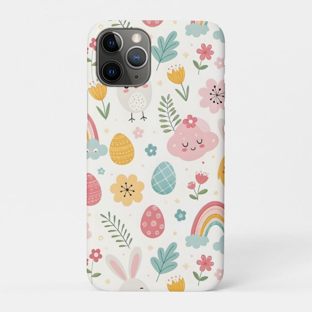 Capa Para iPhone 11 Pro Páscoa Bunny Pattern (Verso)