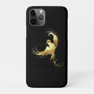Capa Para iPhone 11 Pro Pássaro ouro sobre fundo preto