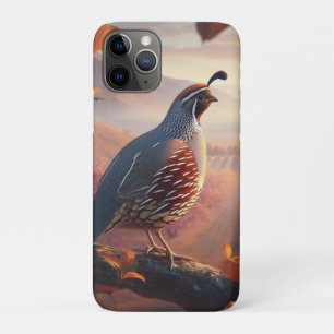 Capa Para iPhone 11 Pro Pássaro Quail da Califórnia com Aquarela Original