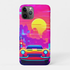 Capa Para iPhone 11 Pro Passeio de carro pela cidade do pôr do sol neon