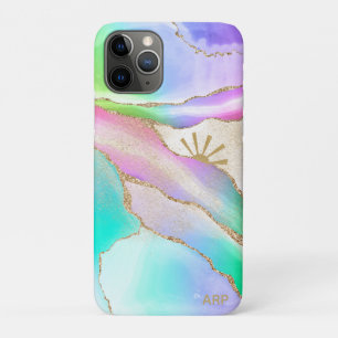 Capa Para iPhone 11 Pro *~* Pastel Rainbow Agate Sun Rays Dust Estrela Dou