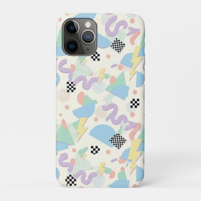 Capa Para iPhone 11 Pro Pastel Retro Memphis Pattern Swirls (Verso)
