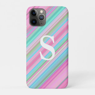 Capa Para iPhone 11 Pro Pastel Stripes Monogrammed Célula iPhone / iPad
