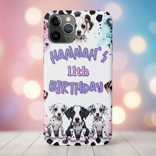 Capa Para iPhone 11 Pro Pastel Whimsical Dalmatian Birthday Party (Criador carregado)