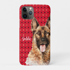 Capa Para iPhone 11 Pro Pastor Alemão Personalizado em Aquarela