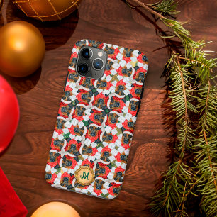 Capa Para iPhone 11 Pro Pastor Alemão Verde Dourado Cachorro Fofo Natal