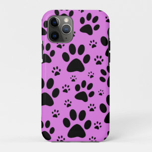 Capa Para iPhone 11 Pro Pata de animais preta, rosa, roxa, dura