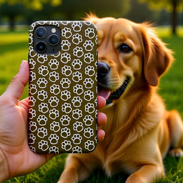 Capa Para iPhone 11 Pro Patas-Cachorro Elegantes castanho (Elegant Brown Dog Paw Print Pattern Case-Mate iPhone Case)