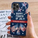 Capa Para iPhone 11 Pro Patriótico 4 de julho Nome da Família Watercolor<br><div class="desc">design personalizado do Nome da Família Watercolor em 4 de julho. Os produtos correspondentes podem ser encontrados em 4 de julho de Watercolor Collection.</div>