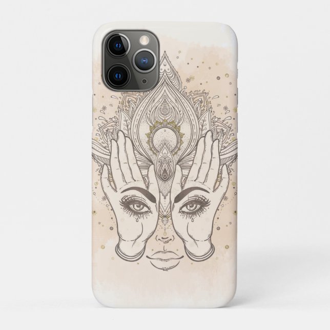 Capa Para iPhone 11 Pro Peach & Ouro Boho Flor de Lótus Beleza (Verso)