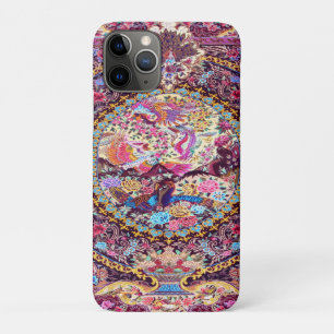 Capa Para iPhone 11 Pro Peacock Flor Persa Azul Dourado Roxo