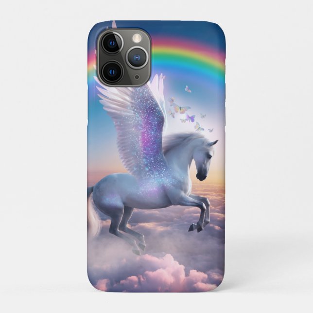 Capa Para iPhone 11 Pro Pégaso com Arco-íris (Verso)