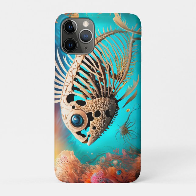Capa Para iPhone 11 Pro Peixe Espinhaço Nadando pelo Coral (Verso)