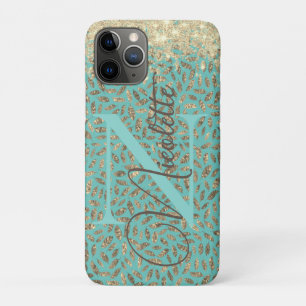 Capa Para iPhone 11 Pro Penas com glíbulas quíticas Monograma Cascata