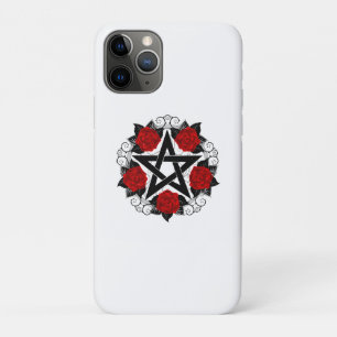 Capa Para iPhone 11 Pro Pentagrama com Rosas vermelhas