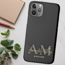 Capa Para iPhone 11 Pro Personalizado Com Nome Dourado Monograma Moderno P
