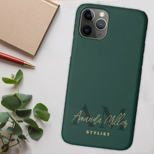 Capa Para iPhone 11 Pro Personalizado Com Nome Monograma Moderno Dourado V
