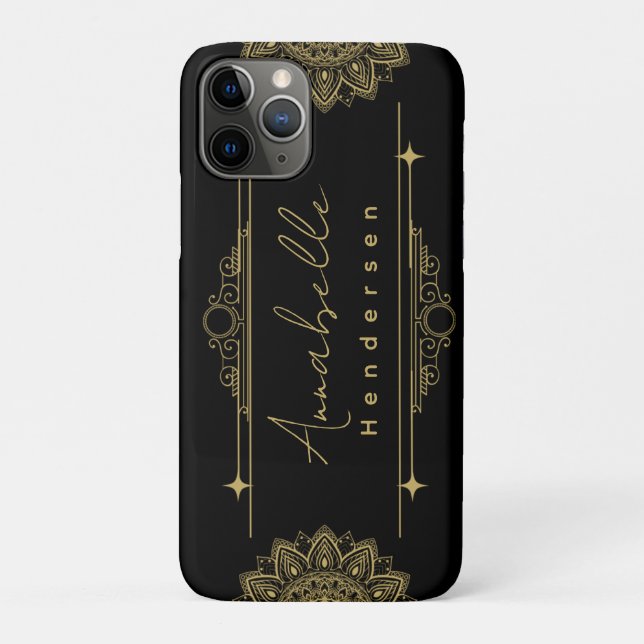 Capa Para iPhone 11 Pro personalizado O Elegante Dourado e Preto (Verso)