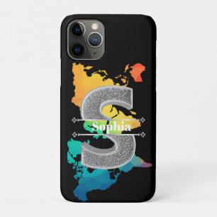 Capa Para iPhone 11 Pro Personalizado S Monograma Inicial De Prata Seu Nom