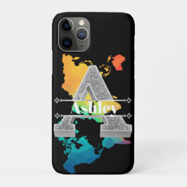 Capa Para iPhone 11 Pro Personalizado Um Monograma Inicial De Prata Seu No