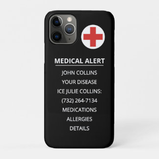 Capa Para iPhone 11 Pro Personalized Emergency Medical Alert ID Phone Tag
