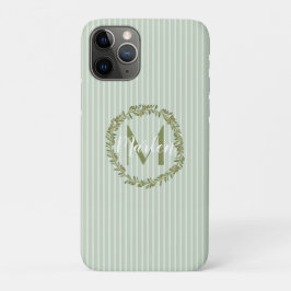 Capa Para iPhone 11 Pro Personalized Olive Wreath Monogram 