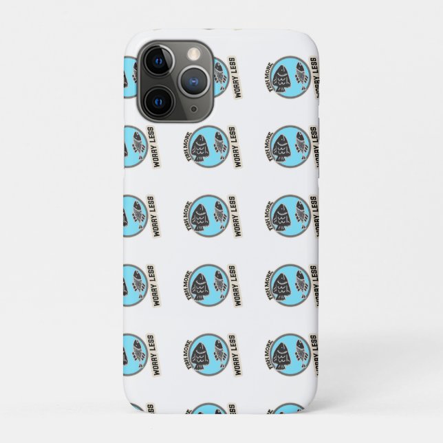 Capa Para iPhone 11 Pro Pesque Mais, Preocupe-se Menos (Verso)