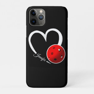 Capa Para iPhone 11 Pro Pickleball Love White Heart Pickleball Vermelho