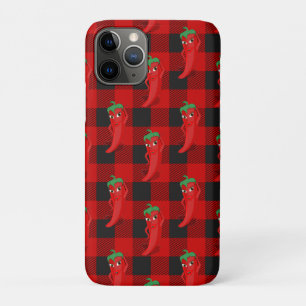Capa Para iPhone 11 Pro Pimento Chili Buffalo - Padrão de Xadrez Preto e V