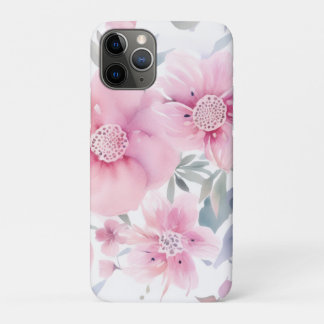 Capa Para iPhone 11 Pro Pink Floral Watercolor