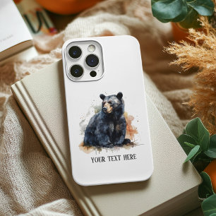 Capa Para iPhone 11 Pro Pintura aquosa de um urso negro sentado
