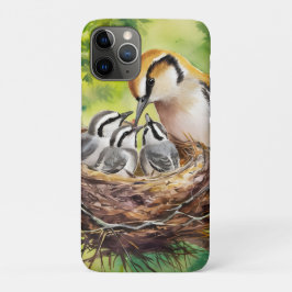 Capa Para iPhone 11 Pro Pintura de ninho de pássaro doce