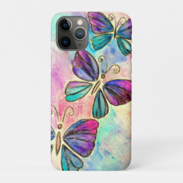 Capa Para iPhone 11 Pro Pintura em Aquarela - Borboletas Coloridas Bonitas
