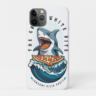 Capa Para iPhone 11 Pro Pizza de Comida de Tubarão   Excelente Bite Branca