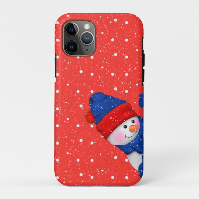 Capa Para iPhone 11 Pro ponto vermelho e branco do boneco de neve (Verso)