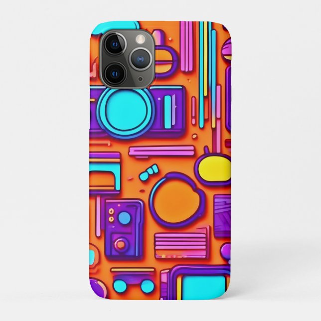 Capa Para iPhone 11 Pro Pop da Retro-Tech: Colagem de Gadgets Nostálgicos (Verso)