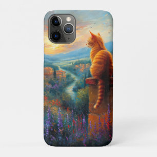 Capa Para iPhone 11 Pro Pôr do Sol Toscano com um Gato Gengibre