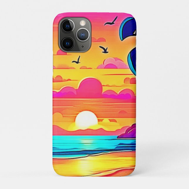 Capa Para iPhone 11 Pro Pôr do Sol Tropical Vibrante (Verso)
