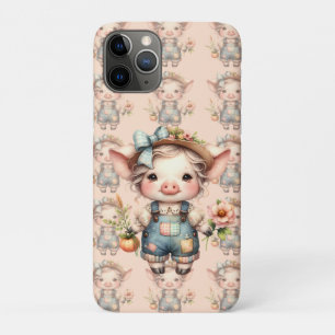 Capa Para iPhone 11 Pro Porco Farmcore em Sobremesas com Flores