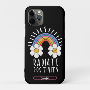 Capa Para iPhone 11 Pro Positividade radiada   Arco-Íris e flores colorida