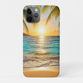 Capa Para iPhone 11 Pro Praia da Palmeira do Pôr do Sol