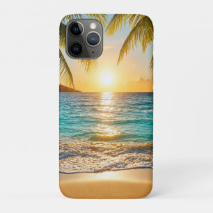 Capa Para iPhone 11 Pro Praia da Palmeira do Pôr do Sol