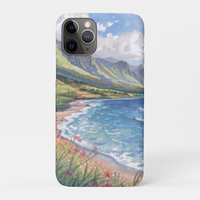 Capa Para iPhone 11 Pro Praia das Flores Havaí (Verso)