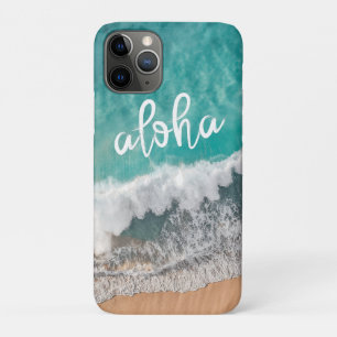 Capa Para iPhone 11 Pro Praia de Areia Tropical Aloha com Caso do Mar Turq