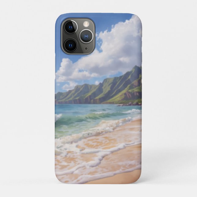 Capa Para iPhone 11 Pro Praia Tropical Havaí (Verso)