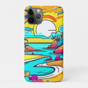 Capa Para iPhone 11 Pro Praia Tropical Sunset Vibrante