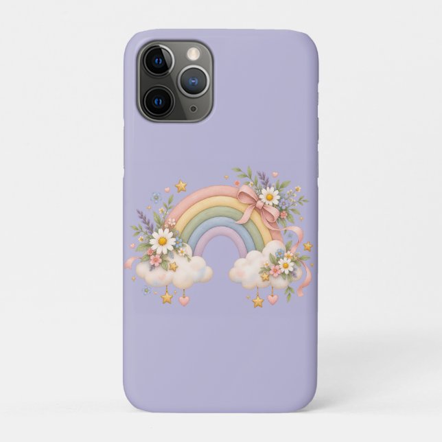 Capa Para iPhone 11 Pro Presente Arco-íris Aquarela – Nuvem Encantadora (Verso)