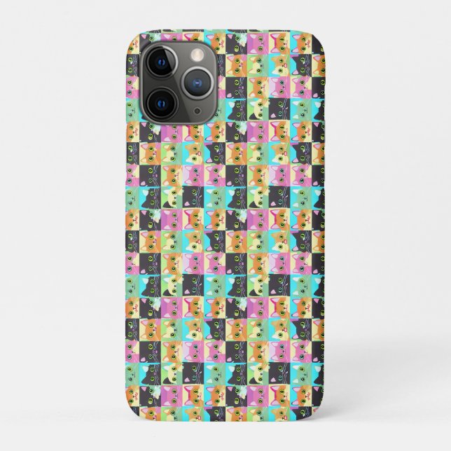 Capa Para iPhone 11 Pro Presente de Gato | Padrão de Gato Kawaii Cute (Verso)
