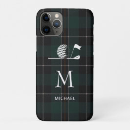 Capa Para iPhone 11 Pro Presente de Golfista de Golfe Elegante Xadrez Mono