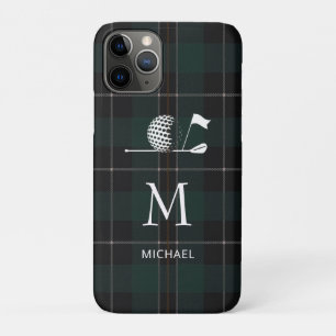 Capa Para iPhone 11 Pro Presente de Golfista de Golfe Elegante Xadrez Mono